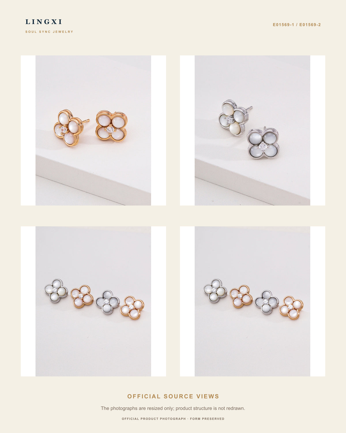 Multiple official product views of the Lingxi Inner Gleam Earrings.