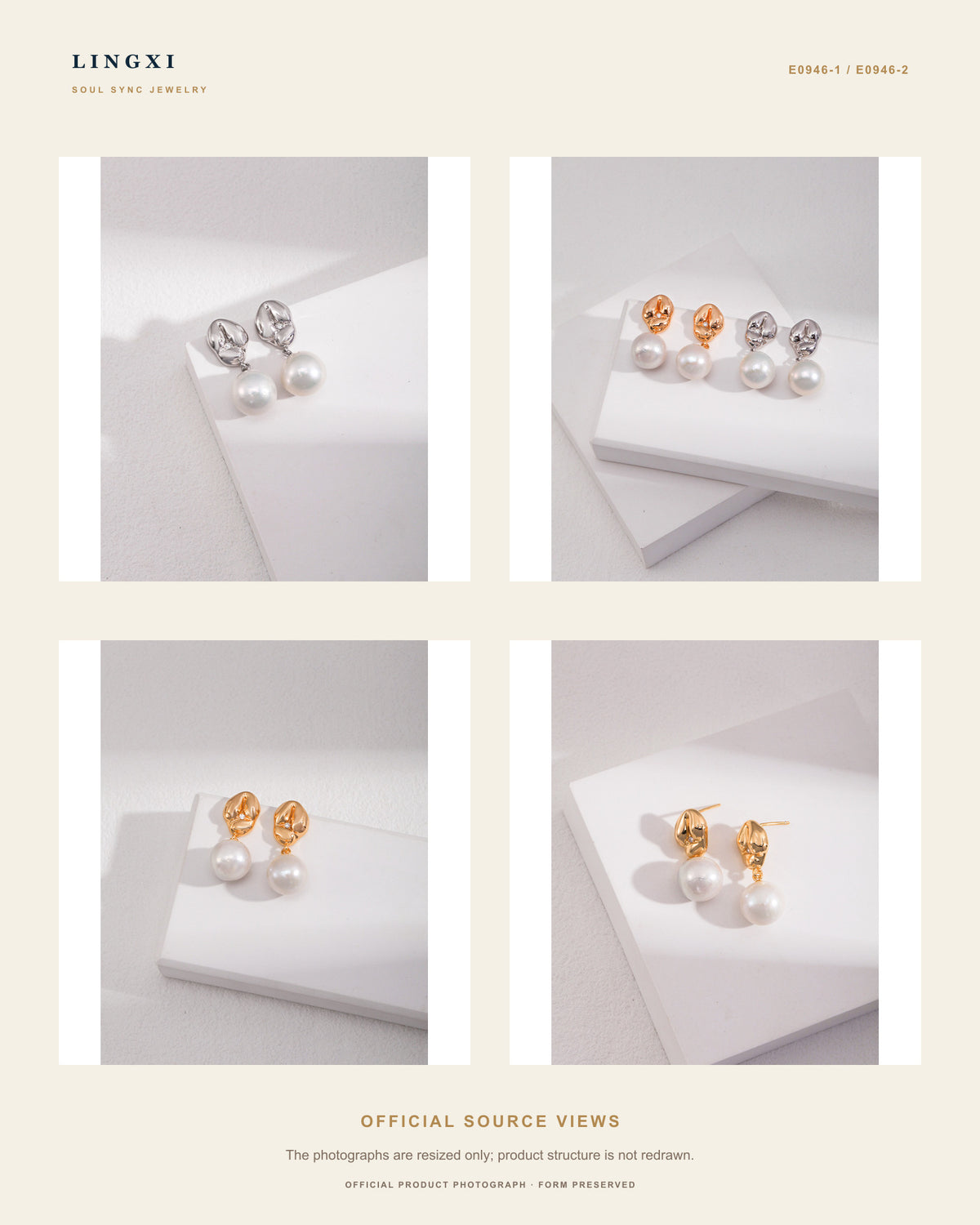 Multiple official product views of the Lingxi Held Tide Earrings.
