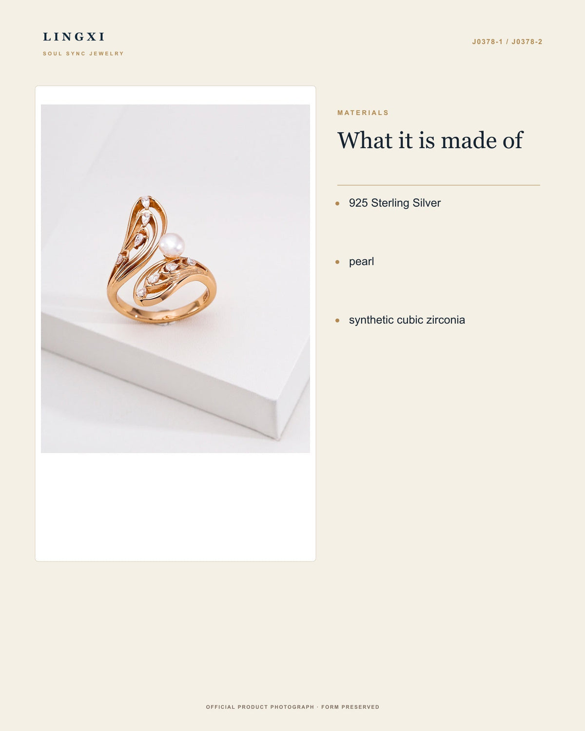 Becoming Ring materials: 925 Sterling Silver, pearl and synthetic cubic zirconia.