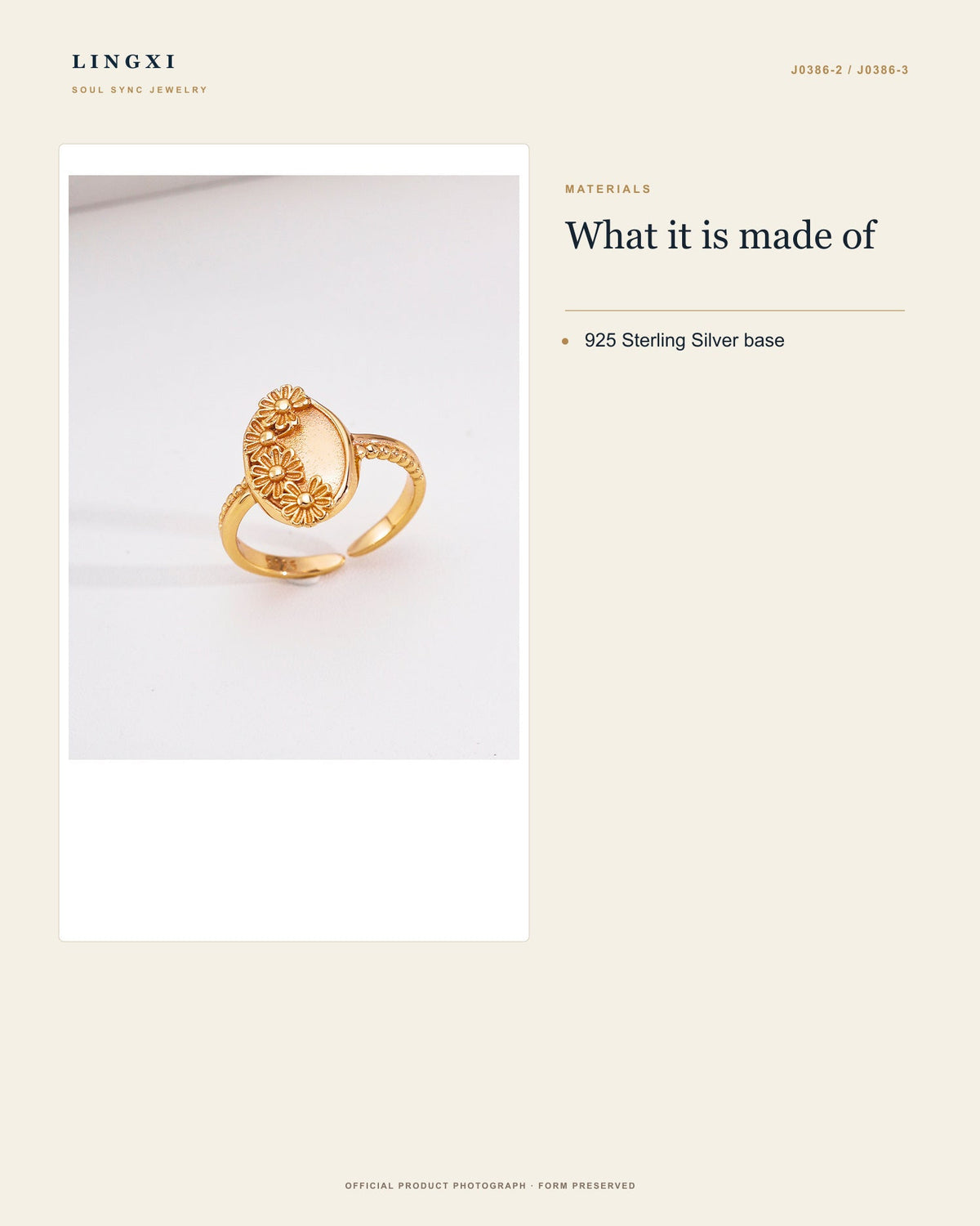 First Bloom Ring material: 925 Sterling Silver.