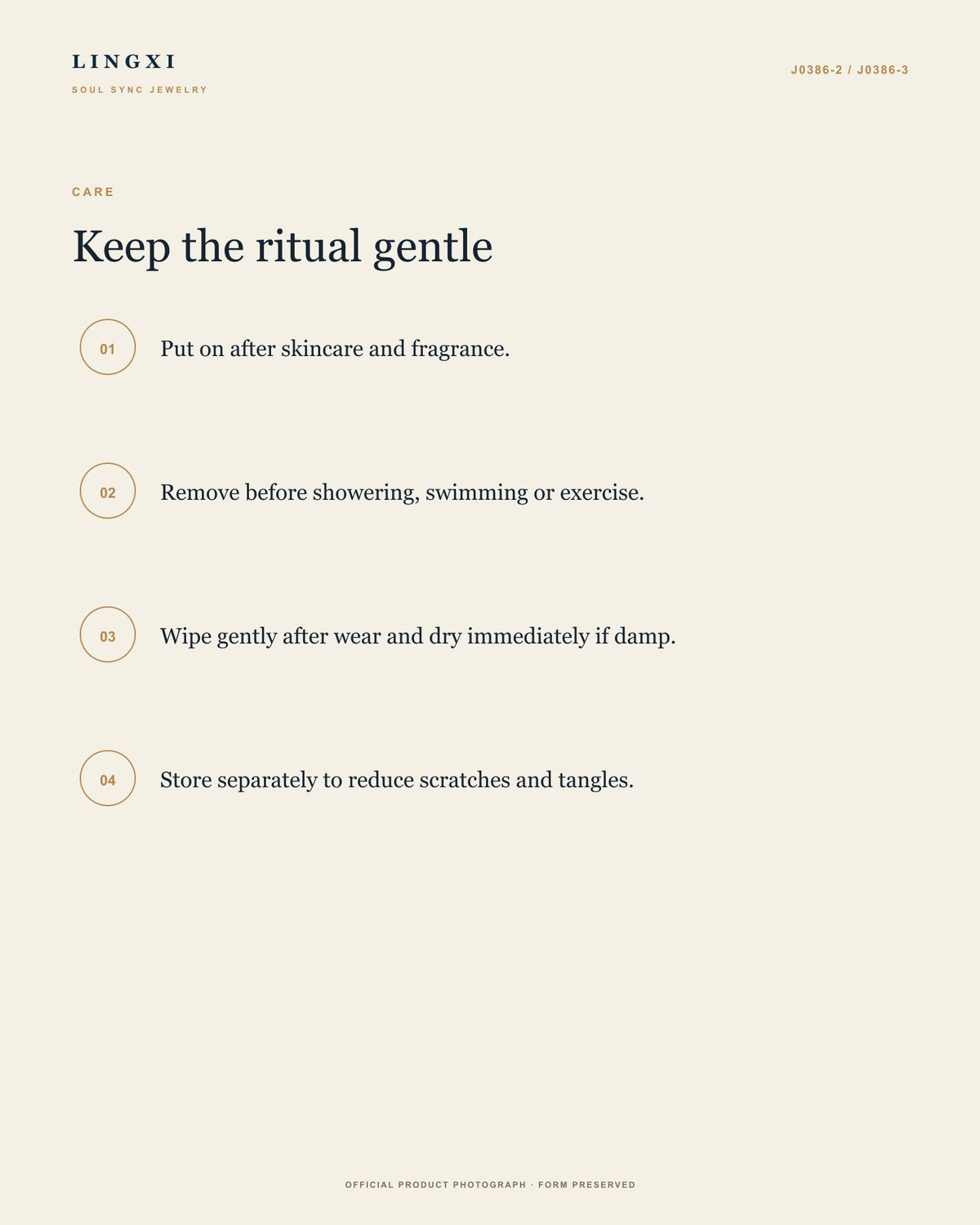 Care guide for the Lingxi First Bloom Ring.