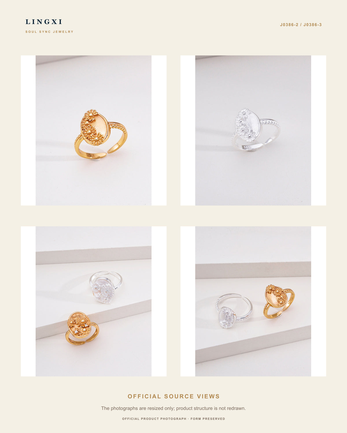 Multiple official product views of the Lingxi First Bloom Ring.